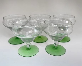 Lot 216 1 Bid(s)
Tiffin Etched Crystal and Green Base Stemmed Sherbets
