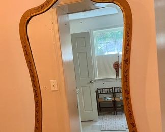 Hand painted gilt framed mirror 