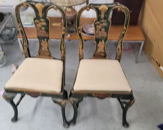 Green with heavy gold  oriental chairs