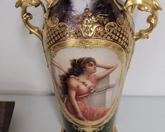 Antique Vienna portrait art vase