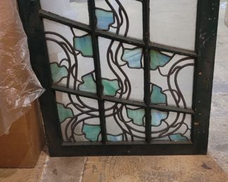 Victorian set of 4 antique leaded Glass windows