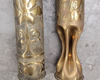 Antique brass shell trench art
