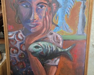 Large Original vintage framed oil painting
