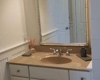 Attractive bath vanity, mirror and vanity lights