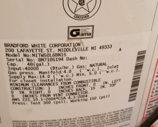 48-gallon natural gas hot water heater