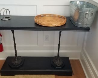 Stunning metal top side table with metal legs and base