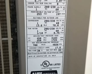 R410A mfg. July 2019