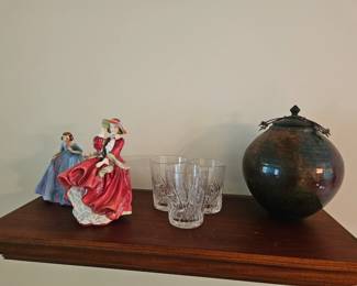 Raku pottery, Royal Doulton, Waterford crystal