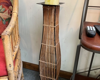 Rattan tall candle holder