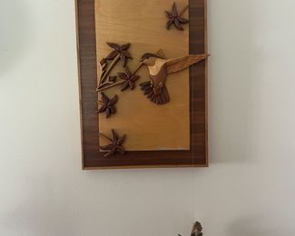 Wooden hummingbird wall frame