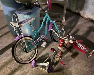 Banana seat bike and tricycle