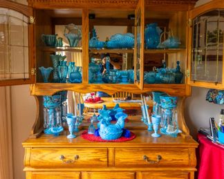 Blue Bristol Glass, milk glass