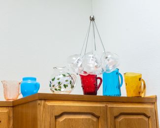 Colored glass, pitchers