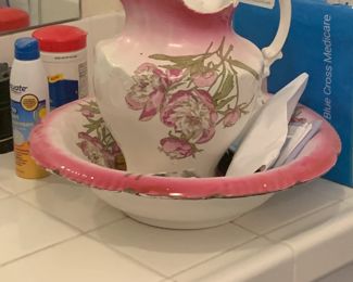 Antique wash bowl and pitcher set
