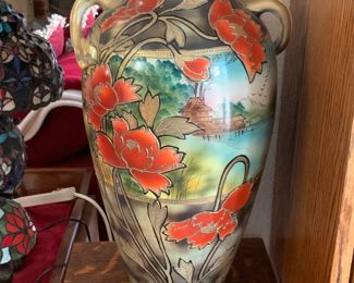 Large Japanese ceramic art nouveau vase