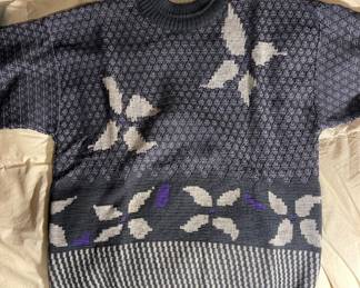 Grey, Cream, Purple, Blue Mens Sweater