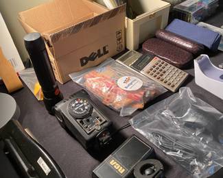 Kako Auto 2500S Camera Flash, Tape Dispenser, 3 Hole Punch, Calculators