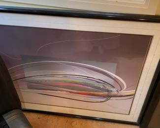 1980s Framed Abstract Lithograph by Elba Alvarez