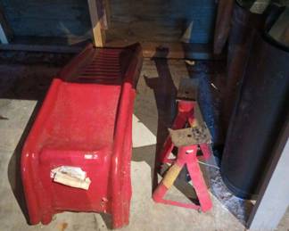 Set of Red Steel Car Ramps