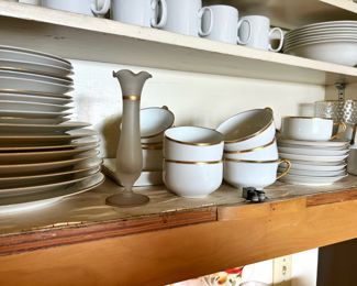 Haviland Limoges White & Gold Rim Dinnerware Set