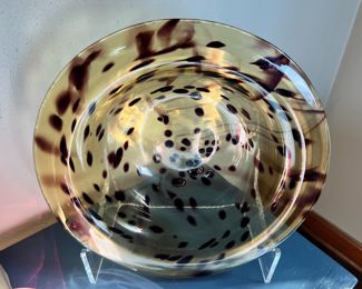 Blown Glass Tortoise Shell Design Charger Plate