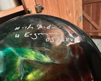 Signed Kosta Bona Glass Art Paperweight - Engman Face