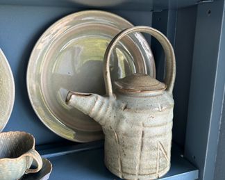 Pottery Teapot with Pottery Handle