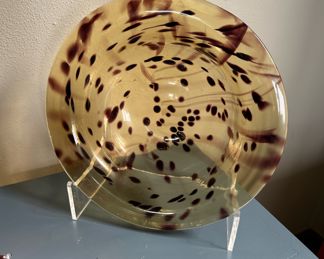 Blown Glass Tortoise Shell Design Charger Plate