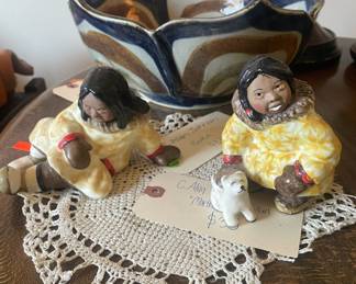 1980 C. Alan Johnson Alaskan Eskimo Figurines - Croa & Martha