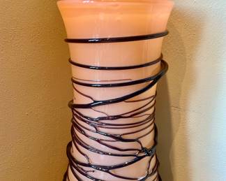 Coral & Brown Blown Glass Vase - 8" L x 8" W x 21" H