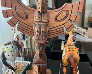 Vintage Jack Stogan Northwest Coast Musqueam Tribe Thunderbird Bear Totem