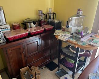 sideboard and kitchen items 