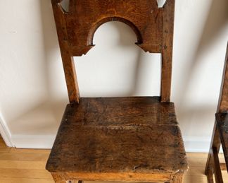 Pair of 18th Century English Oak Harley Quinn Chairs