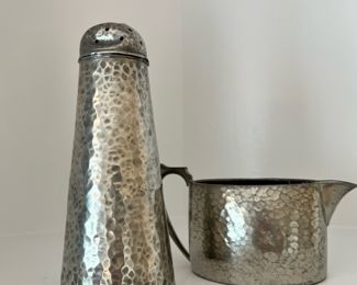 Trafalgar Hand Beaten Pewter Creamer and Spice Shaker