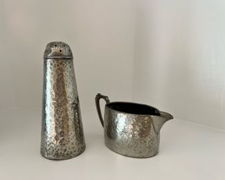 Trafalgar Hand Beaten Pewter Creamer and Spice Shaker