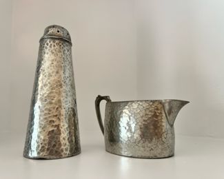 Trafalgar Hand Beaten Pewter Creamer and Spice Shaker
