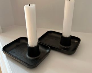 2 Iittala Cast Iron Candlestick Holders