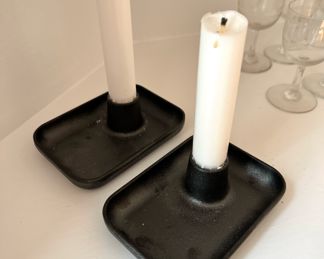 2 Iittala Cast Iron Candlestick Holders