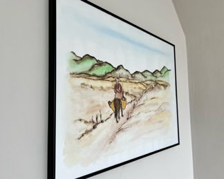 Man on Donkey - Moroccan Watercolor Painting