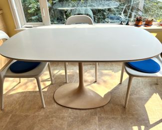 White Tulip Table, Five White Ikea Chairs