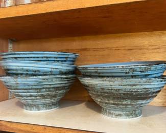 Set of 5 Pottery Japanese Ramen Bowls