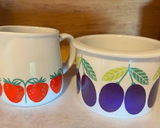 Arabia Plum Jame Jar, Arabia Strawberry Pomona Pattern Creamer