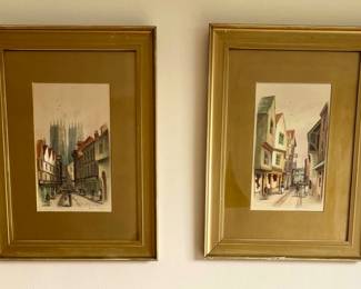 Framed and Matted Petergate Yorkshire & Street Scene Watercolor by Wilfred Bosworth Jenkins
