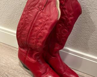 Kenny Rogers Red Leather Cowboy Boots