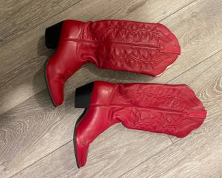 Kenny Rogers Red Leather Cowboy Boots
