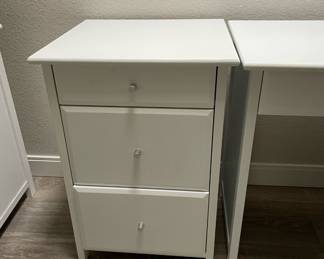 Matching Set - White Desk, Cabinet, Side Table