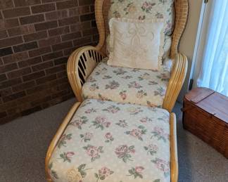 Rattan Chair and Ottoman
