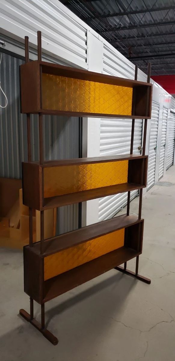 Custom MCM Solid Wood with Gold Plastic Inserts Bookcase/Display Case 47"W x 77.5"H x 8.25"D Was $795 Now $650