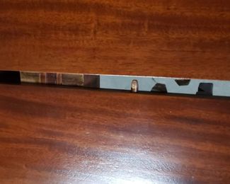 Restored Solid Wood Cherry Drop Down Table With 2 Leafs & Brass Leg Feet Covers Measures: Open 55.5"W x 38.25"D Closed 26"W Leafs 14"W x 38.25"D  $595