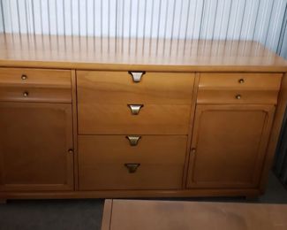 MCM Solid Wood Buffet Credenza with Original Hardware 5'W x 20"D x 31.75"H     $695